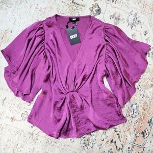 🕊️ DKNY Women's Magenta V-Neck Top